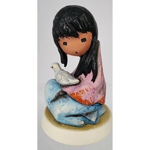 Goebel DeGrazia The White Dove Girl Figurine 1983 West Germany Pink Blue EXC